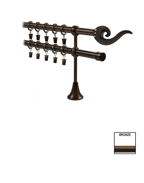 Zdjęcie: Karnisz podwójny Victoria fi 19 mm - 240 cm bronze fuego KARWEL