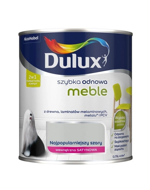 Zdjęcie: Farba akrylowa Szybka Odnowa Meble najpopularnieszy szary 0,75 L DULUX