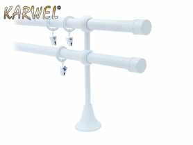 Karnisz podwójny Victoria fi 19 mm - 200 cm biały zaślepka folia KARWEL