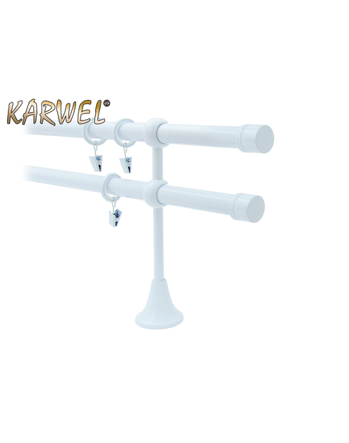 Zdjęcie: Karnisz podwójny Victoria fi 19 mm - 200 cm biały zaślepka folia KARWEL