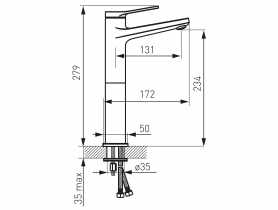 Bateria umywalkowa Stratos Black nablatowa FERRO