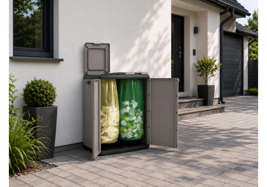 Zdjęcie: Szafka do segregacji odpadów 2-komorowa 68x39x92 cm OŁER