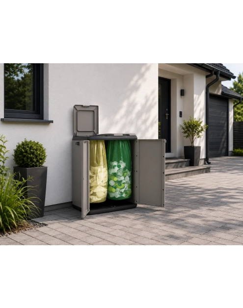 Zdjęcie: Szafka do segregacji odpadów 2-komorowa 68x39x92 cm OŁER