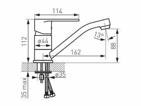 Bateria umywalkowa stojąca z obrotową wylewką Algeo FERRO