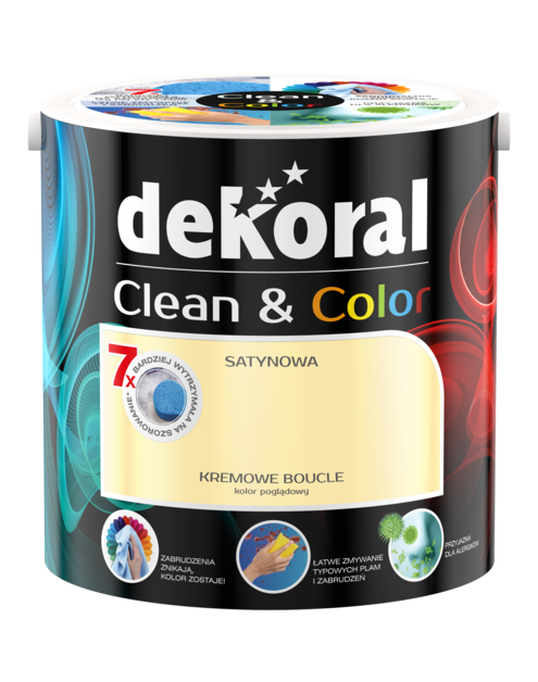 Zdjęcie: Farba do wnętrz Clean&Colour 2,5 L kremowe boucle DEKORAL