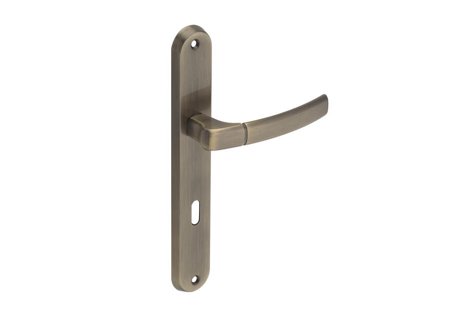 Zdjęcie: Klamka wewnętrzna Carino DH-91A szyld długi na klucz mosiądz antyczny GAMET BASIC LINE