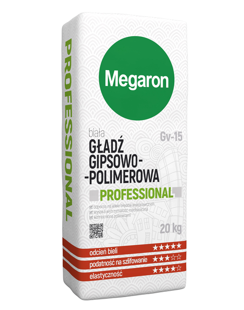 Zdjęcie: Gładź gipsowo-polimerowa Gv-15 biała 20 kg MEGARON