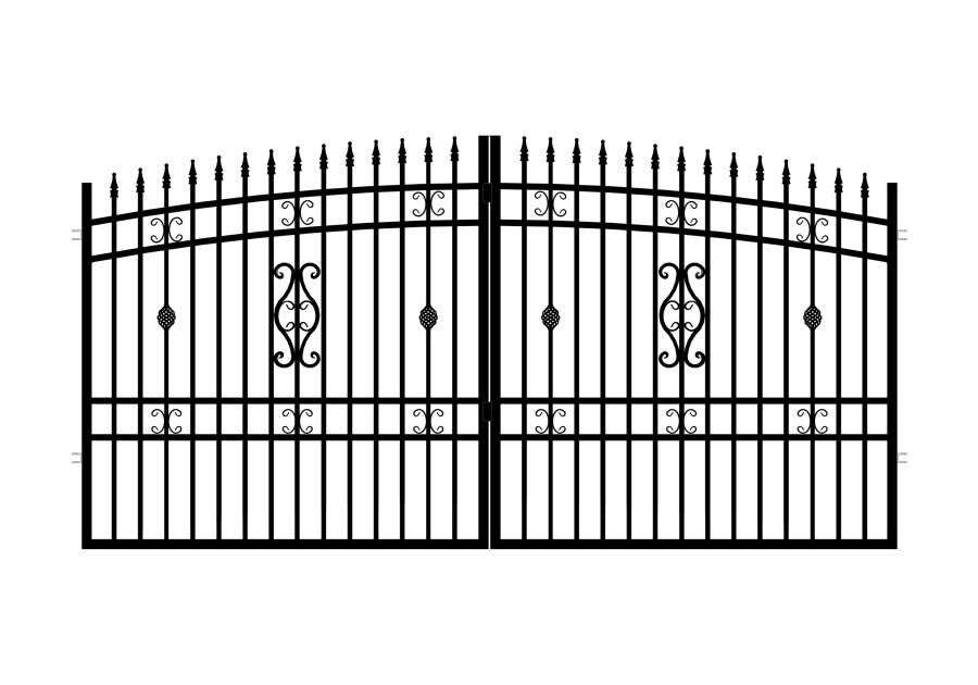 Zdjęcie: Brama dwuskrzydłowa Milena 3,50 m, 1,55-1,75 m, stal ocynk+RAL9005 POLBRAM