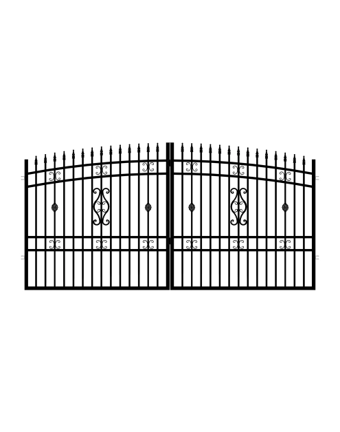 Zdjęcie: Brama dwuskrzydłowa Milena 3,50 m, 1,55-1,75 m, stal ocynk+RAL9005 POLBRAM