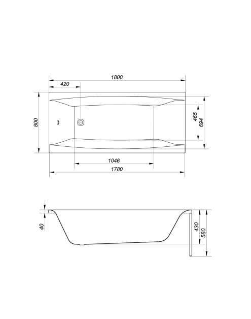 Zdjęcie: Wanna prostokątna Virgo 180x80 cm CERSANIT