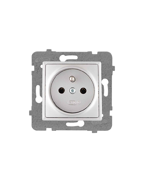 Zdjęcie: Gniazdo pojedyncze z uziemieniem srebrny metalik GP-1QZ/m bez ramki Rosa POLMARK