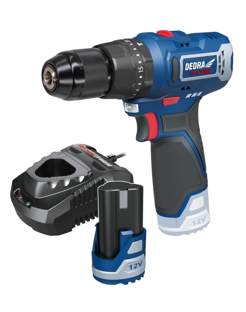 Zdjęcie: Zestaw 12V DED7331 wiertarko-wkrętarka + DED7302 ładowarka + DED7320 2,0 Ah DEDRA
