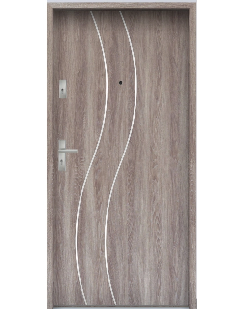 Zdjęcie: Drzwi wejściowe do mieszkań Bastion R-59 Dąb japoński 80 cm prawe ODP KR CENTER