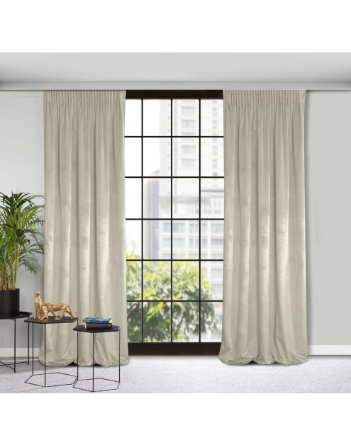 Zdjęcie: Zasłona gotowa D91 Rosa na taśmie 140 x 270 cm beżowy EUROFIRANY