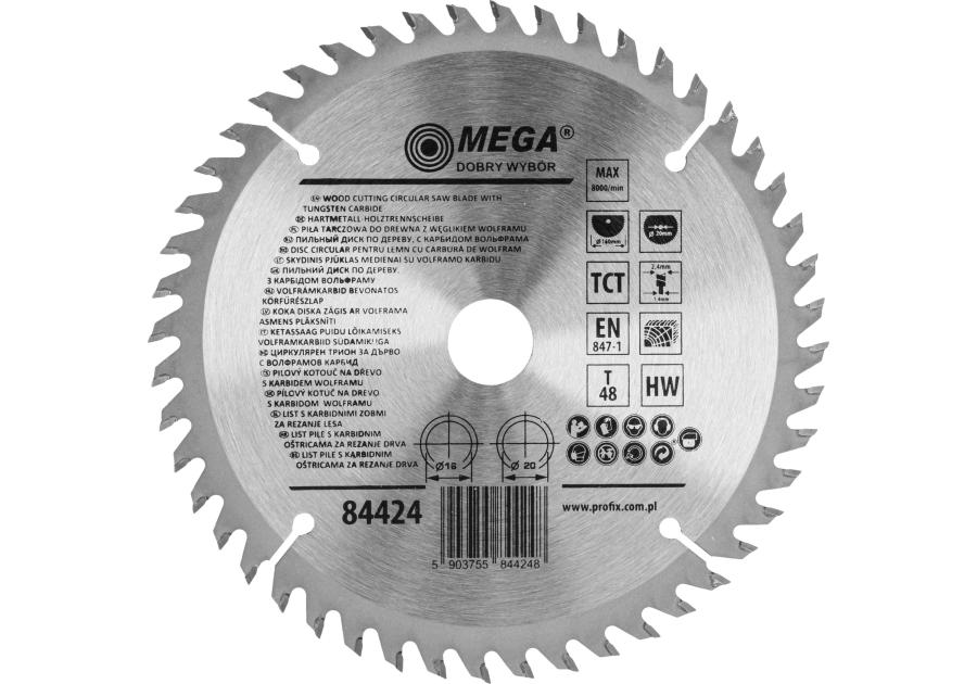 Zdjęcie: Piła tarczowa do drewna 160 48T 20/16 mm MEGA