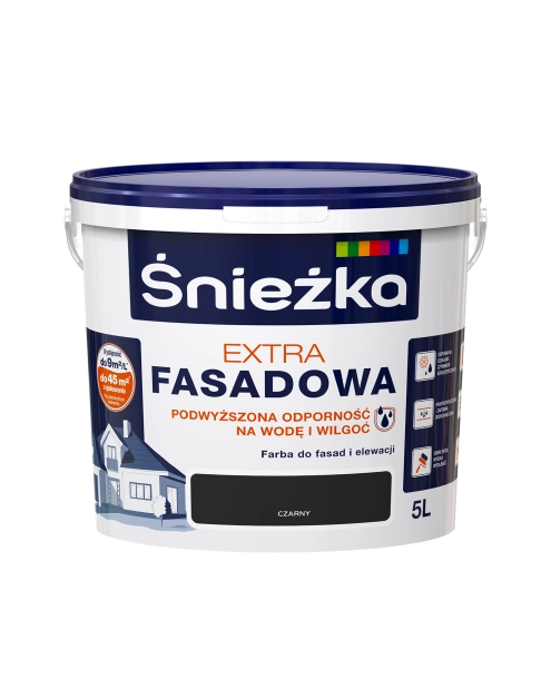 Zdjęcie: Farba Extra Fasadowa Czarny 5L N ŚNIEŻKA