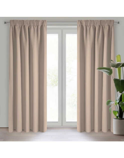 Zdjęcie: Zasłona gotowa Logan na taśmie 135x270 cm beżowy EUROFIRANY