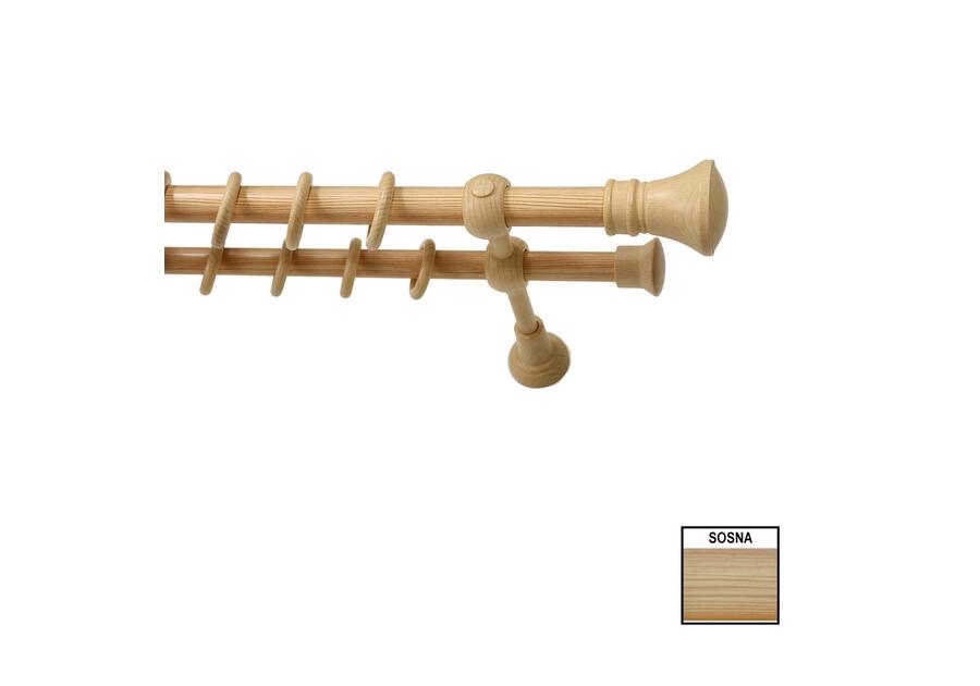 Zdjęcie: Karnisz podwójny Helios 300 cm sosna KARWEL