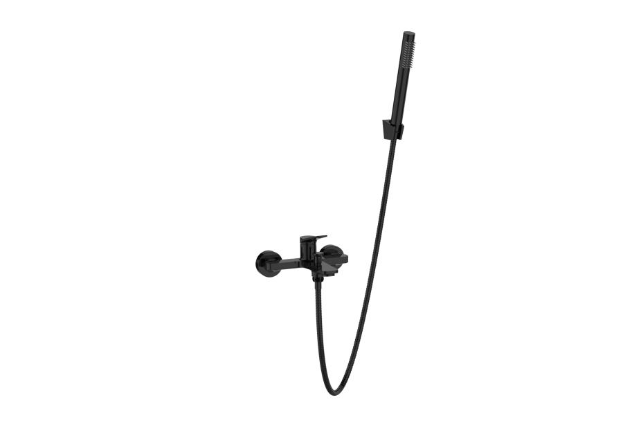 Zdjęcie: Bateria wannowa z zestawem natryskowym Alonia czarny połysk INVENA