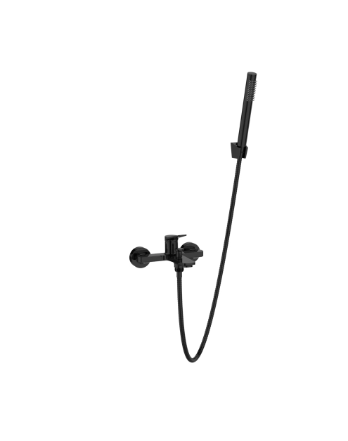 Zdjęcie: Bateria wannowa z zestawem natryskowym Alonia czarny połysk INVENA