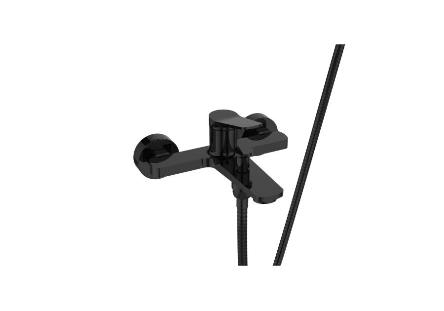 Zdjęcie: Bateria wannowa z zestawem natryskowym Alonia czarny połysk INVENA