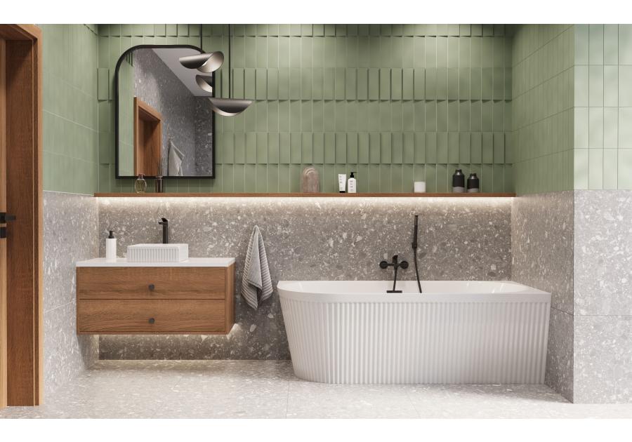 Zdjęcie: Bateria wannowa z zestawem natryskowym Alonia czarny połysk INVENA