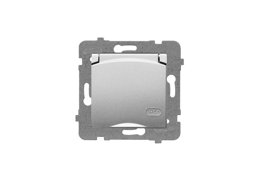 Zdjęcie: Gniazdo hermetyczne Rosa pojedyncze z uziemieniem GPH-1QZ/m bez ramki, srebrne wieczko POLMARK