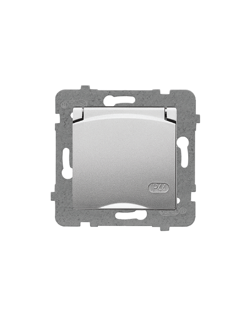 Zdjęcie: Gniazdo hermetyczne Rosa pojedyncze z uziemieniem GPH-1QZ/m bez ramki, srebrne wieczko POLMARK