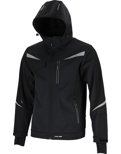 Zdjęcie: Kurtka Softshell z kapturem czarna "3XL", CE, LAHTI PRO