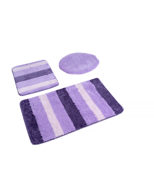 Zdjęcie: Dywanik łazienkowy Ombre lawenda kpl 3 szt. 50x80+50x40+48x50 cm poliester EUROMAT