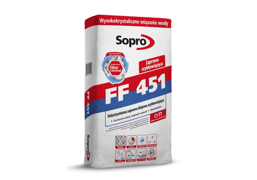 Zdjęcie: Zaprawa klejowa szybkowiążąca uelastyczniona FF 451 25 kg SOPRO