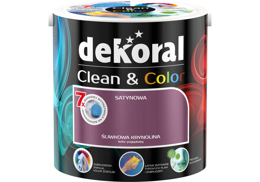 Zdjęcie: Farba do wnętrz Clean&Color 2,5 L śliwkowa krynolina DEKORAL