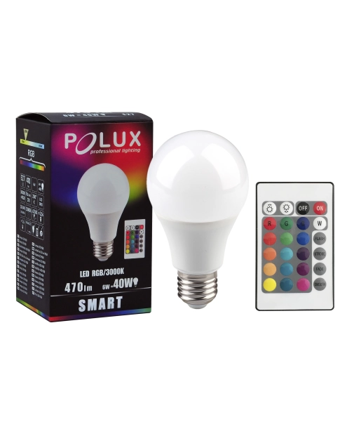 Zdjęcie: Żarówka LED Smart A60 E27 RGB 6 W Pilot POLUX