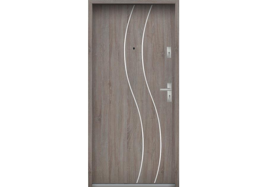 Zdjęcie: Drzwi wejściowe do mieszkań Bastion R-59 Dąb szary 90 cm lewe ODP KR CENTER
