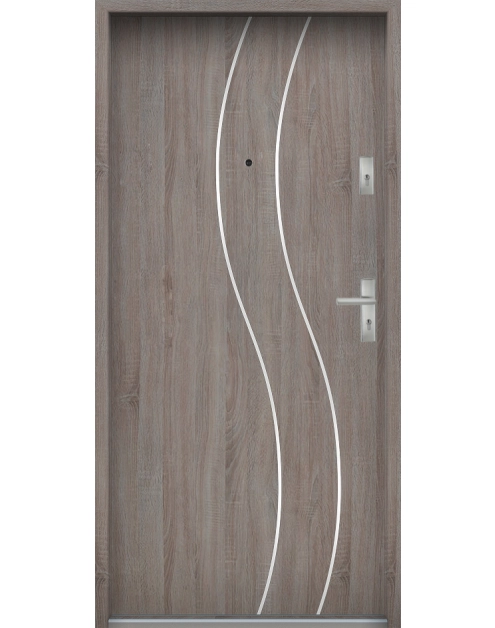 Zdjęcie: Drzwi wejściowe do mieszkań Bastion R-59 Dąb szary 90 cm lewe ODP KR CENTER