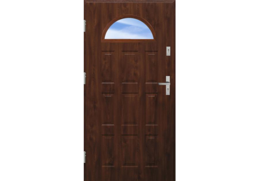 Zdjęcie: Drzwi zewnętrzne stalowo-drewniane Disting Fedora 05 Orzech 90 cm lewe KR CENTER