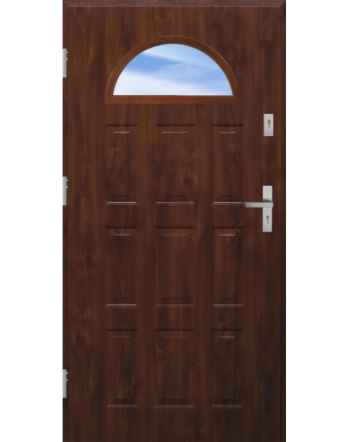 Zdjęcie: Drzwi zewnętrzne stalowo-drewniane Disting Fedora 05 Orzech 90 cm lewe KR CENTER