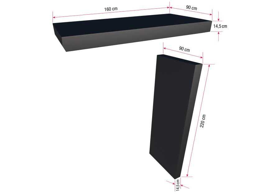 Zdjęcie: Daszek nad drzwi prostokątny 160x90x14,5 cm + ścianka prawa 14,5x90x220 cm antracyt GUTTA