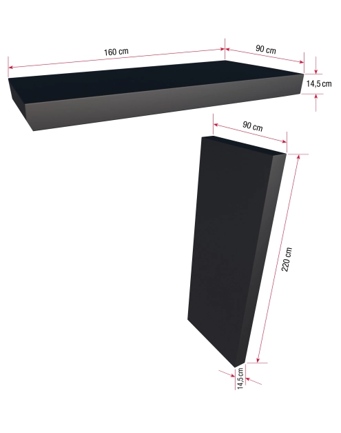Zdjęcie: Daszek nad drzwi prostokątny 160x90x14,5 cm + ścianka prawa 14,5x90x220 cm antracyt GUTTA