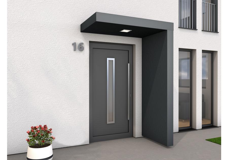 Zdjęcie: Daszek nad drzwi prostokątny 160x90x14,5 cm + ścianka prawa 14,5x90x220 cm antracyt GUTTA