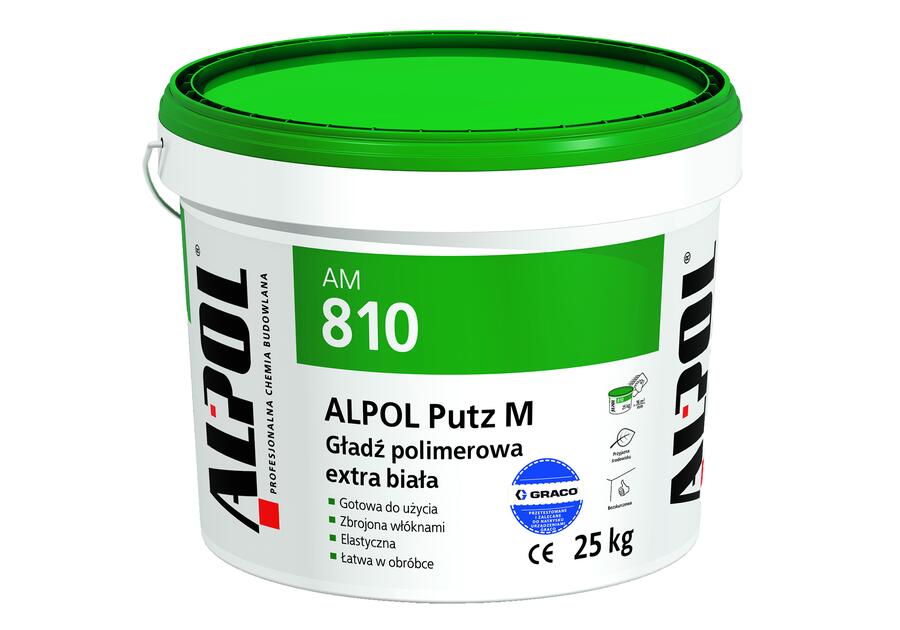 Zdjęcie: Gładź polimerowa extra biała Putz M 25 kg AM810 ALPOL