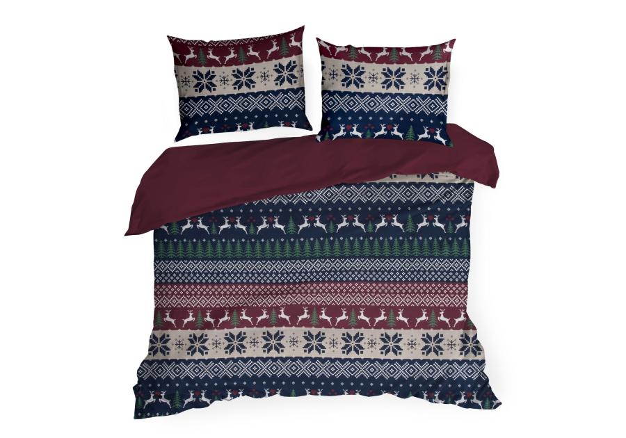 Zdjęcie: Komplet pościeli bawełnianej z nadrukiem świątecznym Skandy 220x200 cm, 70x80 cm - 2 szt. EUROFIRANY