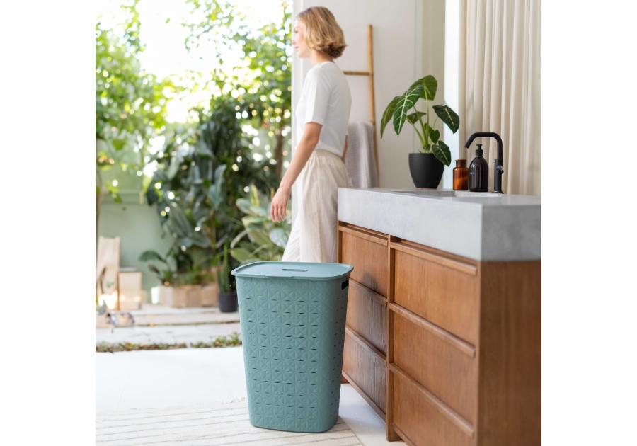 Zdjęcie: Kosz na pranie Softex 56 L turkusowy CURVER