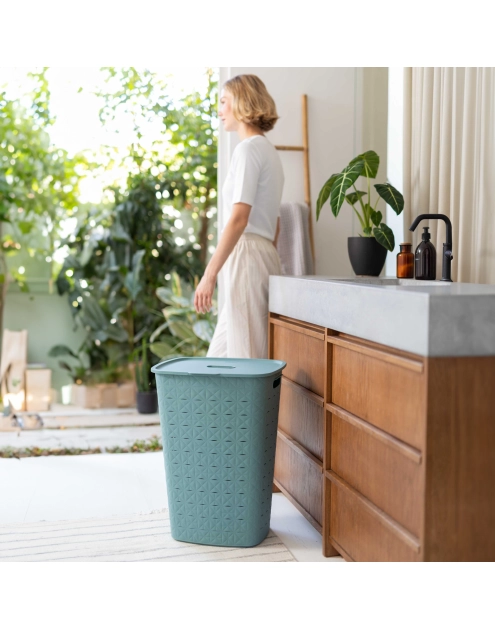 Zdjęcie: Kosz na pranie Softex 56 L turkusowy CURVER