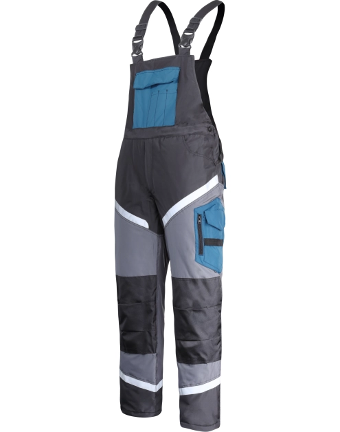 Zdjęcie: Ogrodniczki ocieplane czarno-szaro-turkusowe z odblaskami, XL,CE,LAHTI PRO