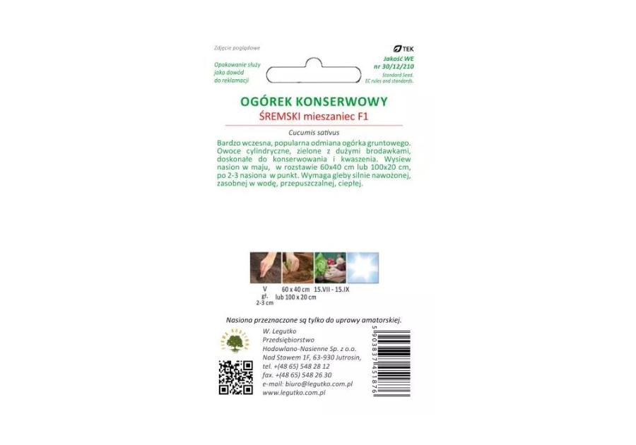 Zdjęcie: Ogórek Śremski F1 2 g W.LEGUTKO