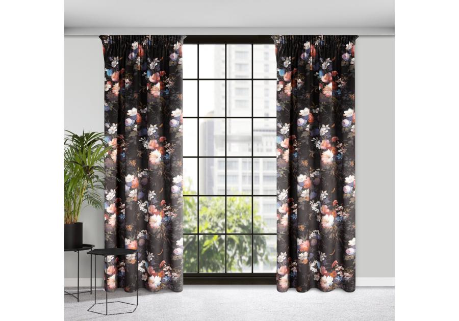 Zdjęcie: Zasłona gotowa Karen na taśmie 140 x 270 cm czarny EUROFIRANY