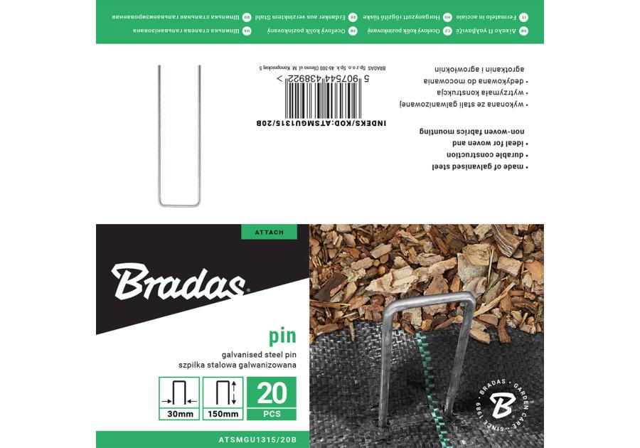 Zdjęcie: Szpilka metalowa galwanizowana w kształcie "U" 3 cm / 15 cm BRADAS
