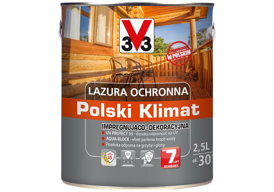 Zdjęcie: Lazura ochronna Polski Klimat Impregnująco-Dekoracyjna Dąb jasny 2,5 L V33