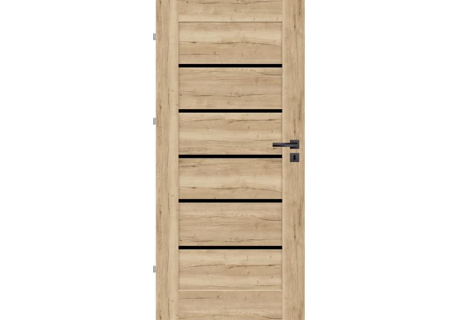 Zdjęcie: Drzwi wewnętrzne Seres 90L dąb halifax, czarna szyba, pokój NAWADOOR